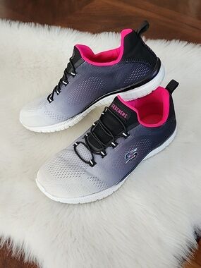 Skechers Gradient Athletic Sneakers with Hot Pink Lining, 7